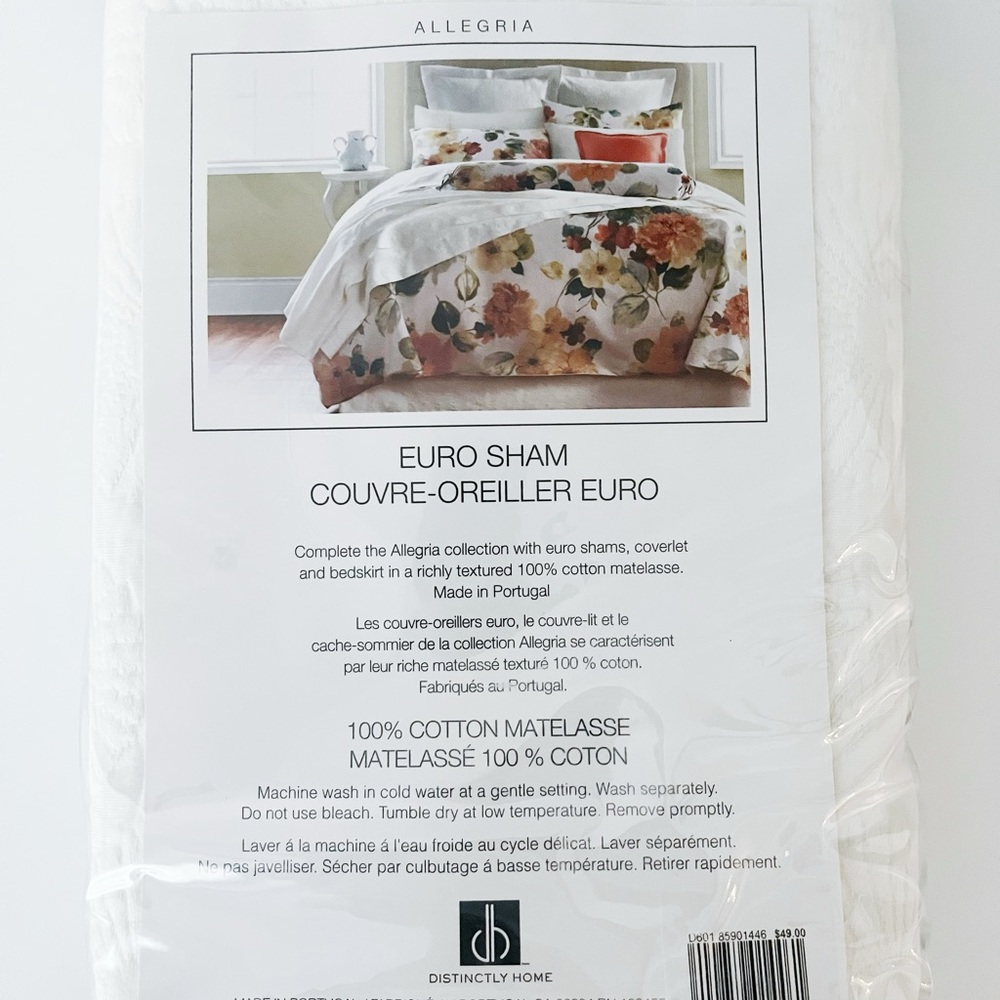 100% Cotton Distinctly Home Allegria White Euro Sham